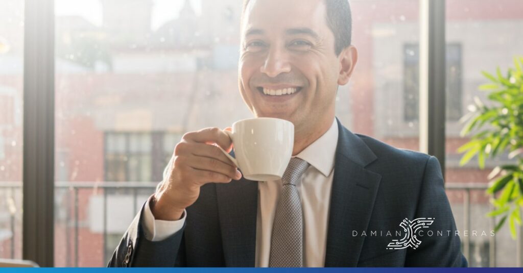 Hombre tomando cafe